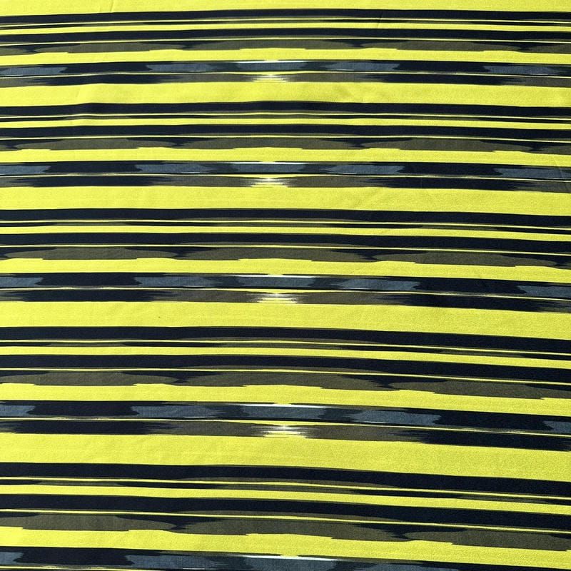 Tecido Crepe de Chine Estampado Yellow Stripes • Conexão Tecidos