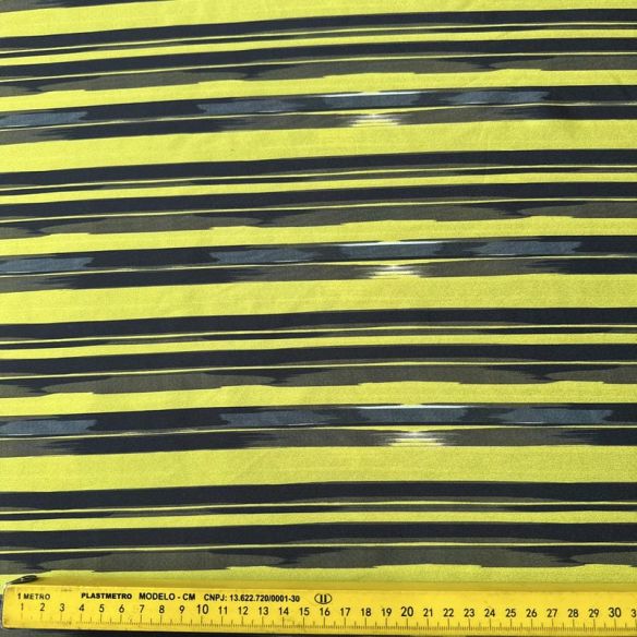 Tecido Crepe de Chine Estampado Yellow Stripes • Conexão Tecidos