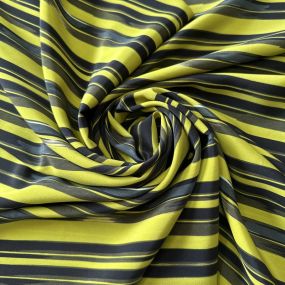 Tecido Crepe de Chine Estampado Yellow Stripes • Conexão Tecidos