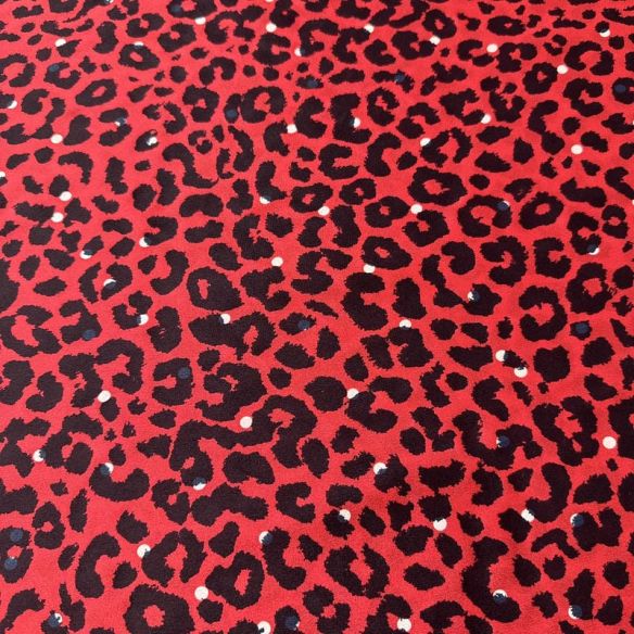 Tecido Crepe de Chine Estampado Animal Print Red