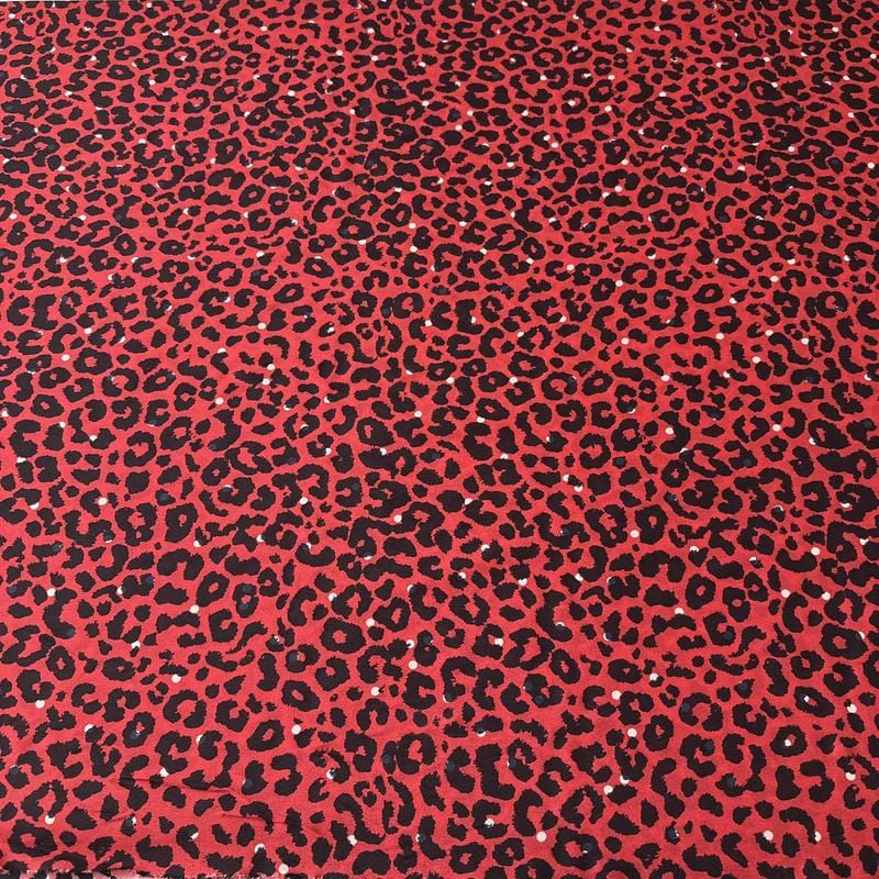 Tecido Crepe de Chine Estampado Animal Print Red