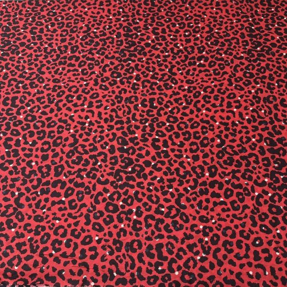 Tecido Crepe de Chine Estampado Animal Print Red