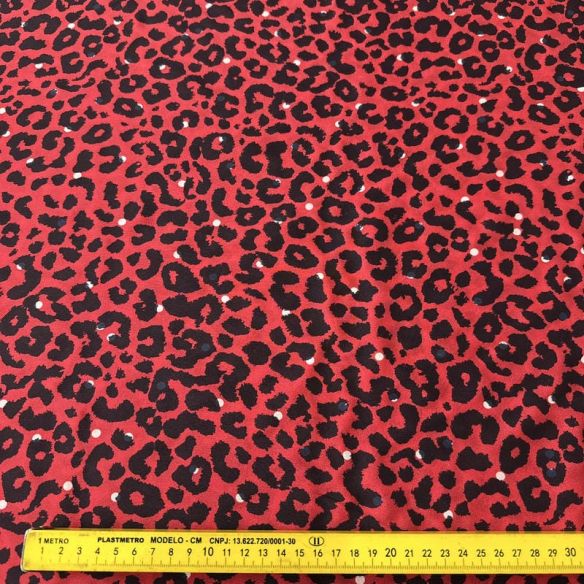 Tecido Crepe de Chine Estampado Animal Print Red