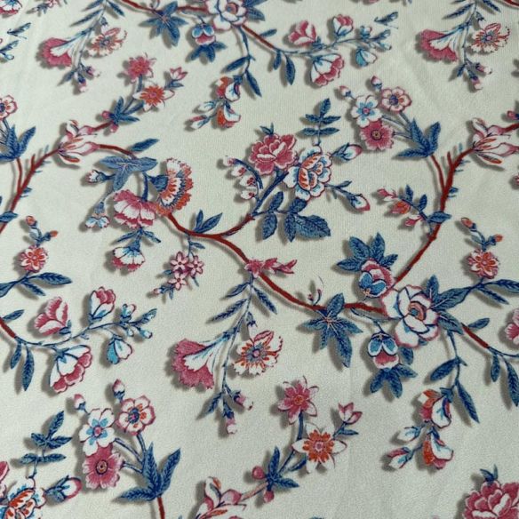 Tecido Crepe de Chine Estampado Floral Provence • Conexão Tecidos