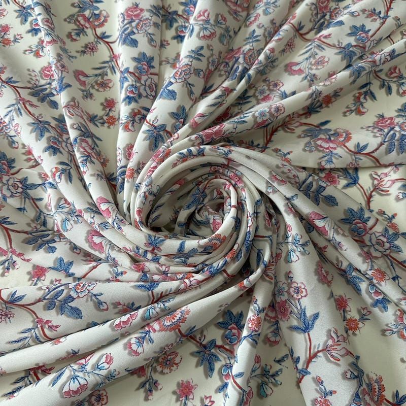 Tecido Crepe de Chine Estampado Floral Provence • Conexão Tecidos