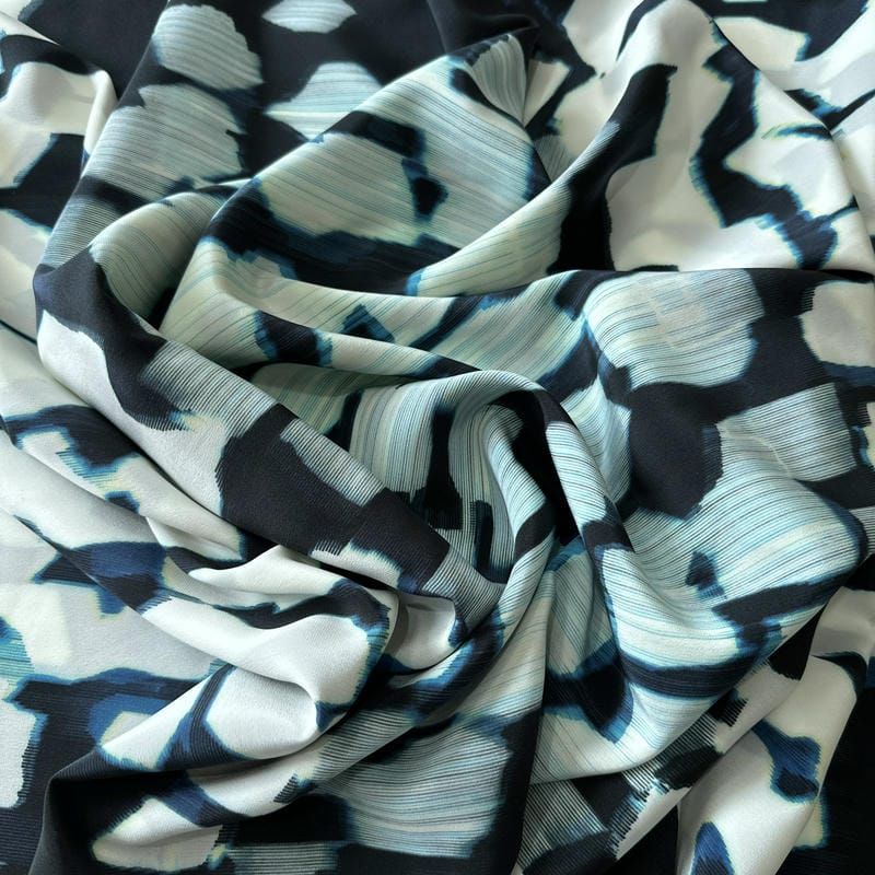 Tecido Crepe de Chine Estampado Abstrato Urban • Conexão Tecidos