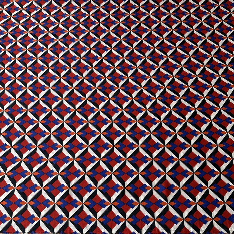 Tecido Crepe de Chine Estampado Retro Cube • Conexão Tecidos