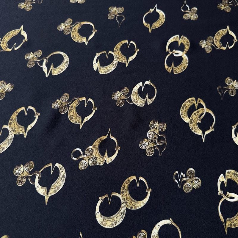 Tecido Crepe de Chine Estampado Golden Essence • Conexão Tecidos