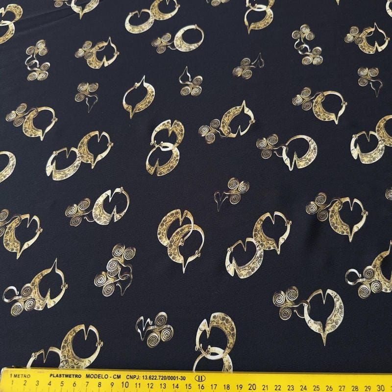 Tecido Crepe de Chine Estampado Golden Essence • Conexão Tecidos