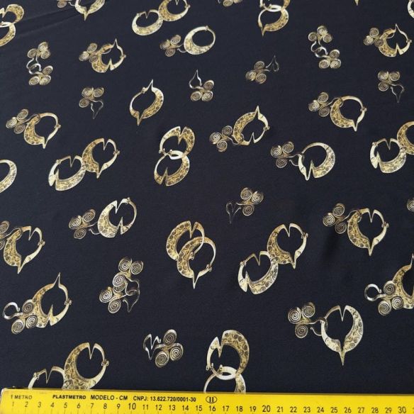 Tecido Crepe de Chine Estampado Golden Essence • Conexão Tecidos