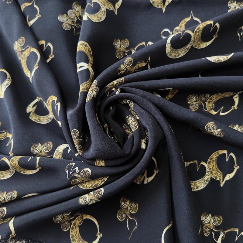 Tecido Crepe de Chine Estampado Golden Essence • Conexão Tecidos