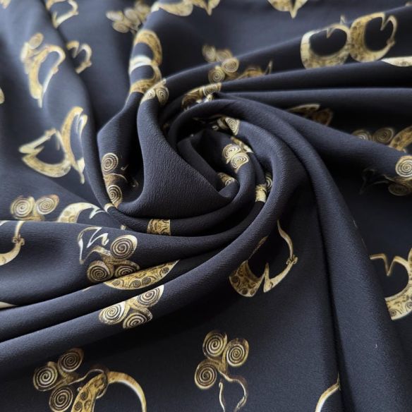 Tecido Crepe de Chine Estampado Golden Essence • Conexão Tecidos