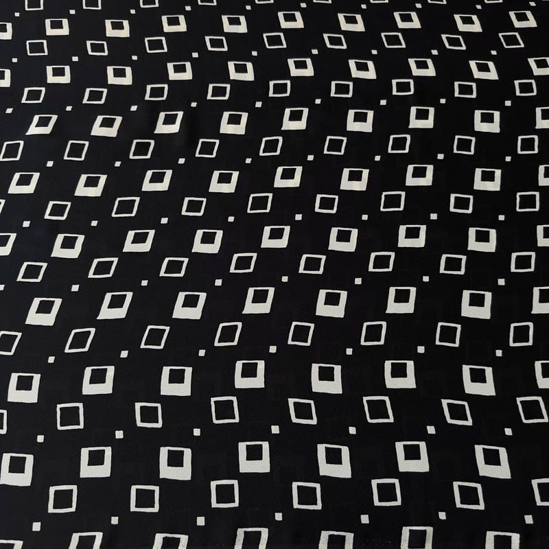 Tecido Crepe de Chine Estampado Square Classic • Conexão Tecidos