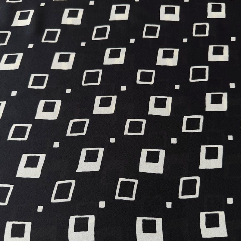Tecido Crepe de Chine Estampado Square Classic • Conexão Tecidos