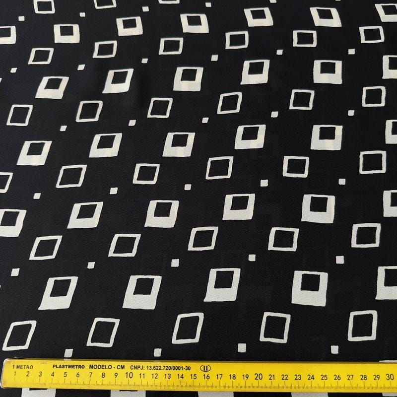 Tecido Crepe de Chine Estampado Square Classic • Conexão Tecidos