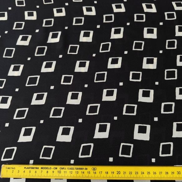 Tecido Crepe de Chine Estampado Square Classic • Conexão Tecidos