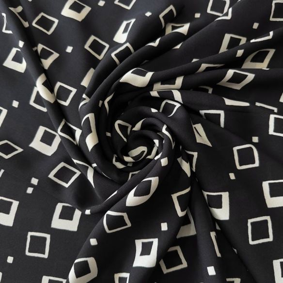 Tecido Crepe de Chine Estampado Square Classic • Conexão Tecidos