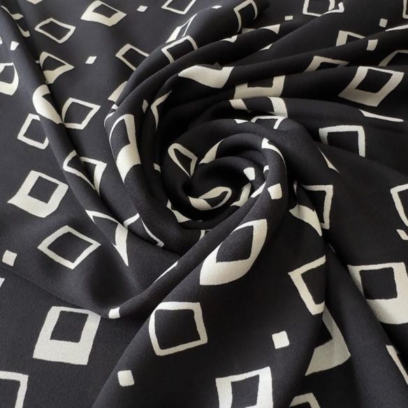 Tecido Crepe de Chine Estampado Square Classic • Conexão Tecidos