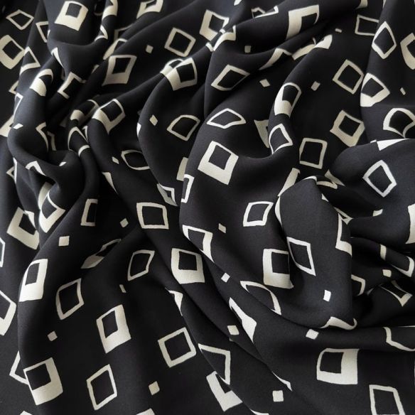Tecido Crepe de Chine Estampado Square Classic • Conexão Tecidos