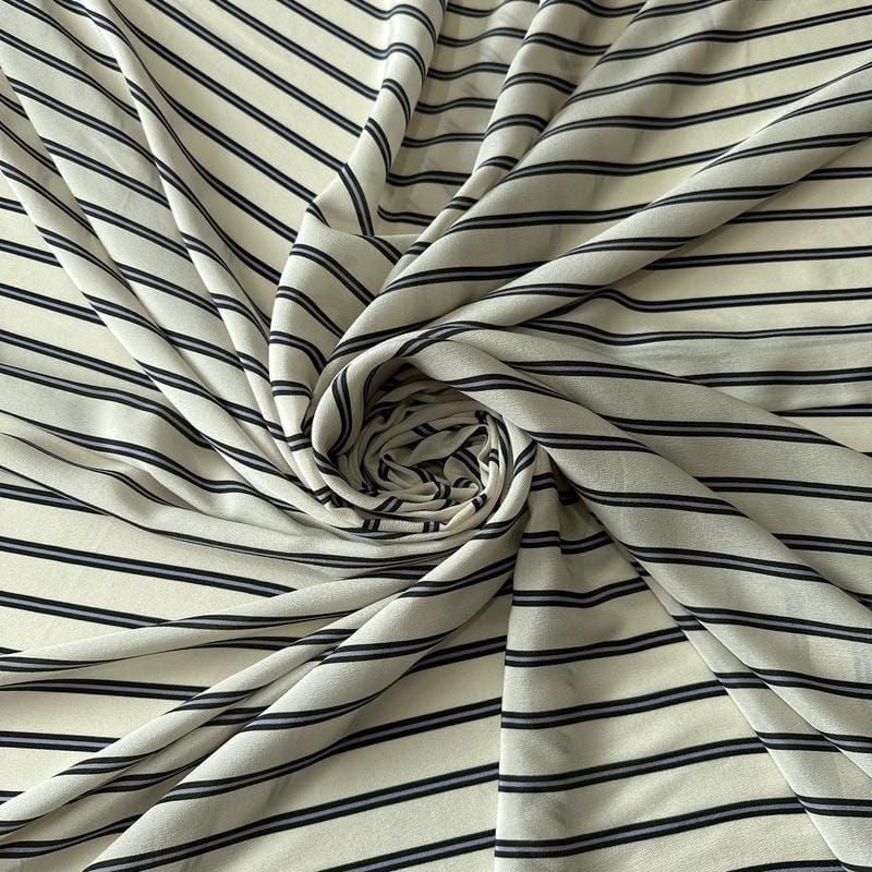 Tecido Crepe de Chine Estampado Fine Line Elegance • Conexão Tecidos