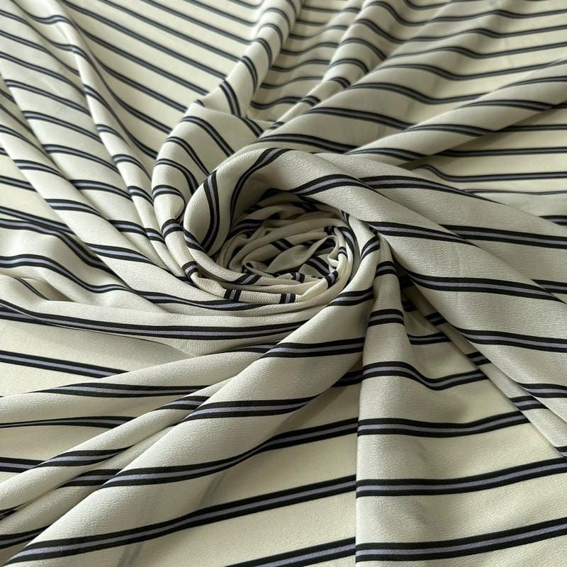 Tecido Crepe de Chine Estampado Fine Line Elegance • Conexão Tecidos