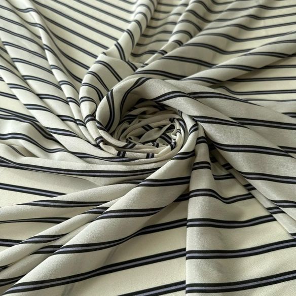 Tecido Crepe de Chine Estampado Fine Line Elegance • Conexão Tecidos