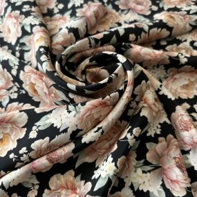 Tecido Crepe de Chine Estampado Peony Noir Elegance • Conexão Tecidos 2