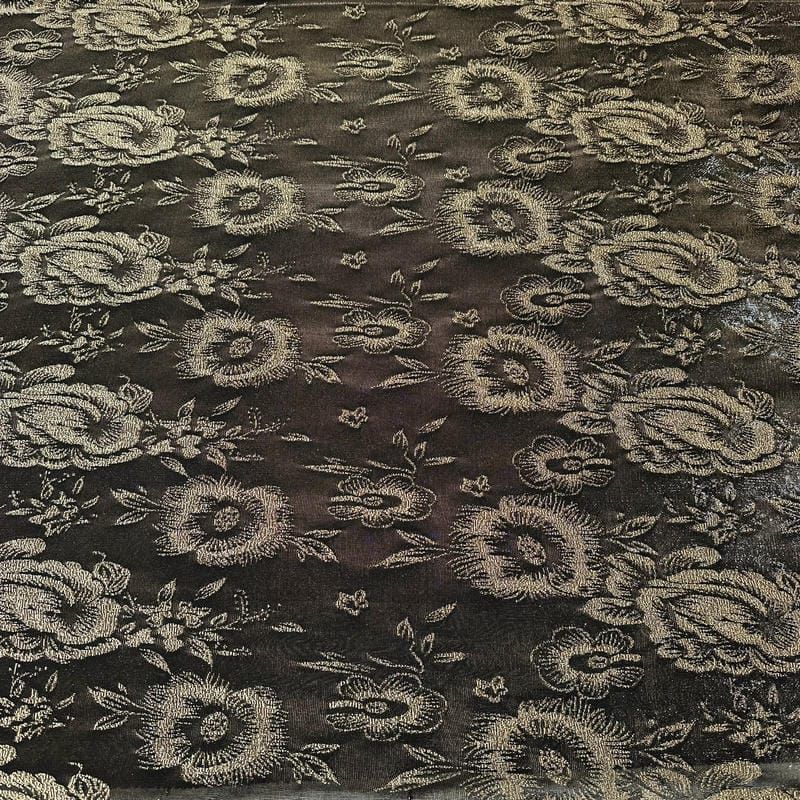 Tecido Tule De Malha Gold Flowers • Conexão Tecidos