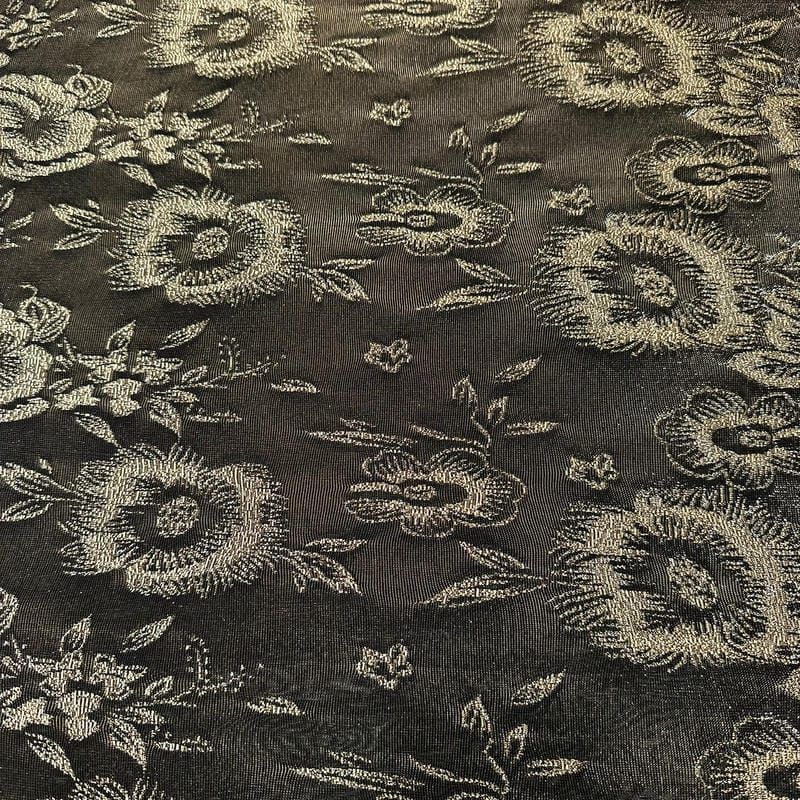 Tecido Tule De Malha Gold Flowers • Conexão Tecidos