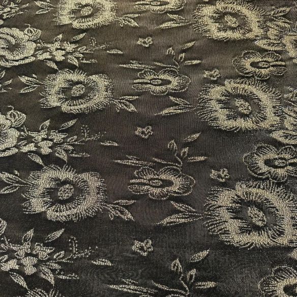 Tecido Tule De Malha Gold Flowers • Conexão Tecidos