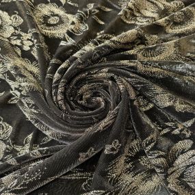 Tecido Tule De Malha Gold Flowers • Conexão Tecidos