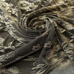 Tecido Tule De Malha Gold Flowers • Conexão Tecidos 2