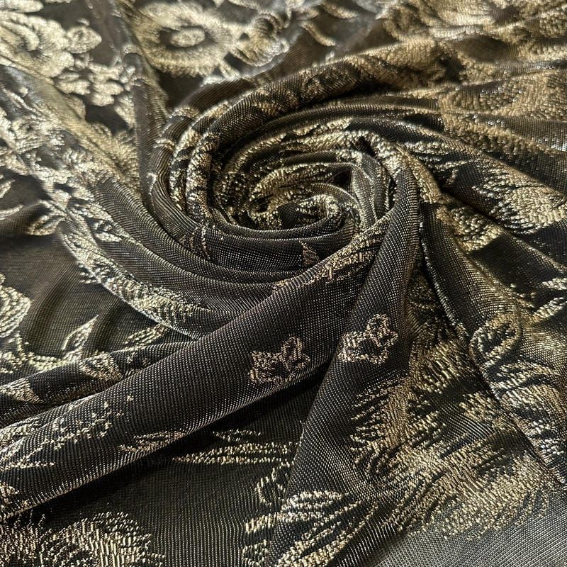 Tecido Tule De Malha Gold Flowers • Conexão Tecidos