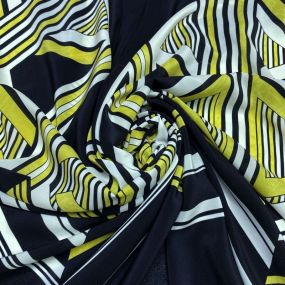 Tecido Crepe de Chine Estampado Chevron Amarelo • Conexão Tecidos