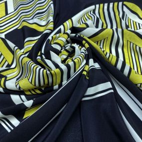Tecido Crepe de Chine Estampado Chevron Amarelo • Conexão Tecidos 2