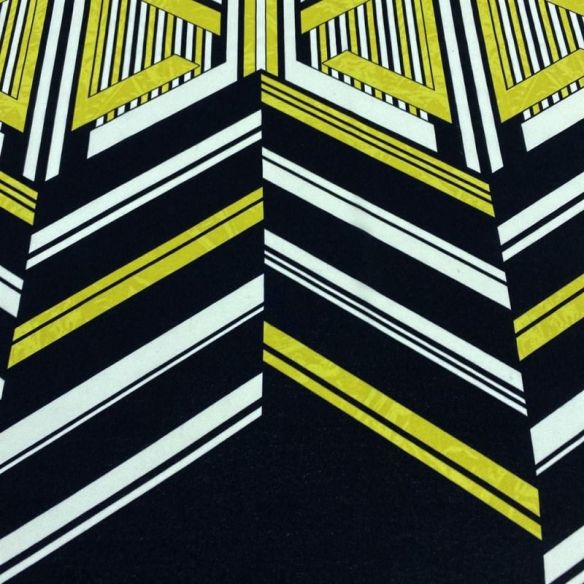 Tecido Crepe de Chine Estampado Chevron Amarelo • Conexão Tecidos