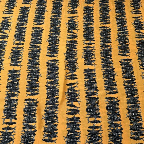 Tecido Crepe de Chine Estampado Fish Line • Conexão Tecidos