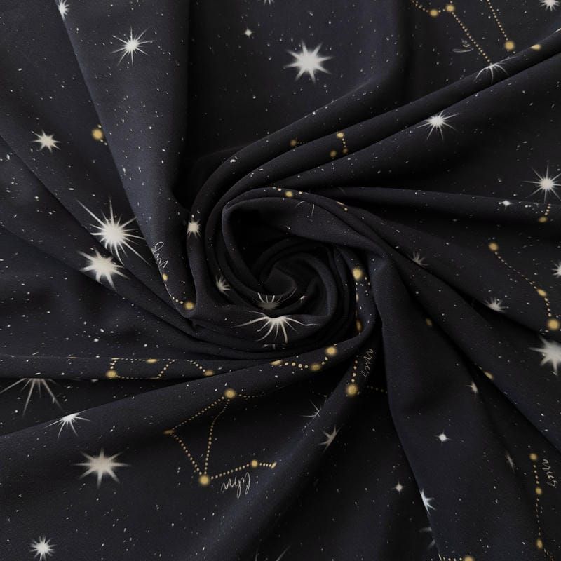 Tecido Crepe de Chine Estampado Constellation • Conexão Tecidos