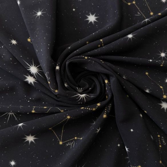 Tecido Crepe de Chine Estampado Constellation • Conexão Tecidos