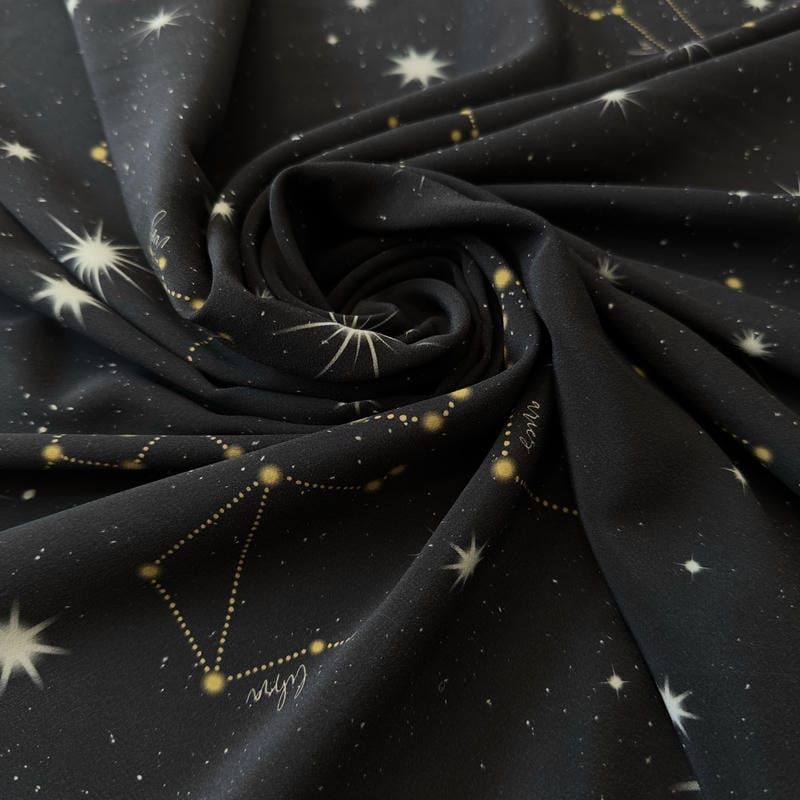 Tecido Crepe de Chine Estampado Constellation • Conexão Tecidos