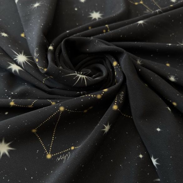 Tecido Crepe de Chine Estampado Constellation • Conexão Tecidos