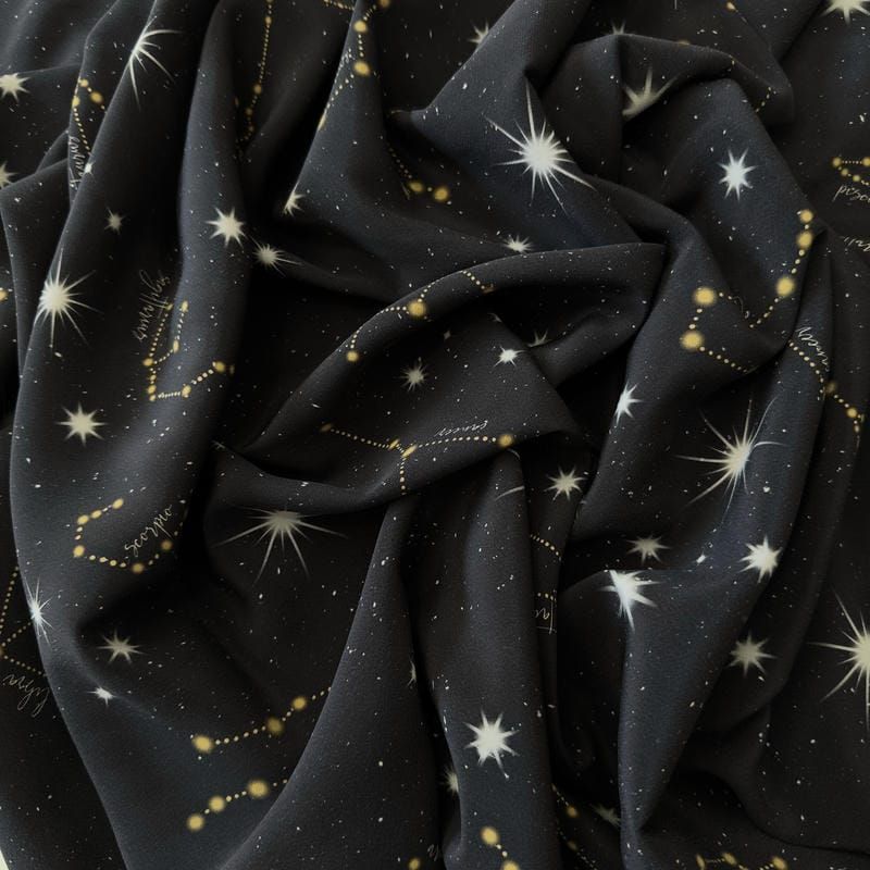 Tecido Crepe de Chine Estampado Constellation • Conexão Tecidos