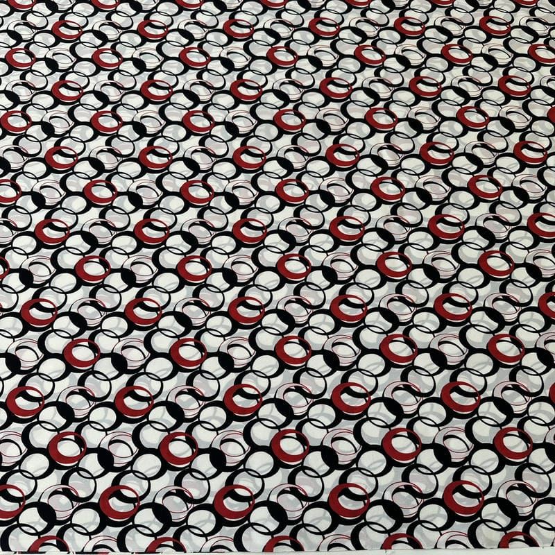 Tecido Crepe de Chine Estampado Retro Rings • Conexão Tecidos