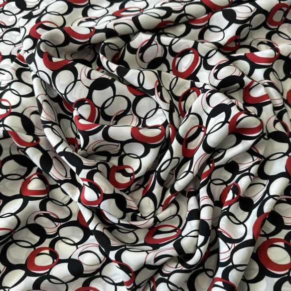 Tecido Crepe de Chine Estampado Retro Rings • Conexão Tecidos