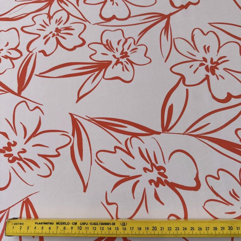 Tecido Crepe de Chine Estampado Floral Line • Conexão Tecidos