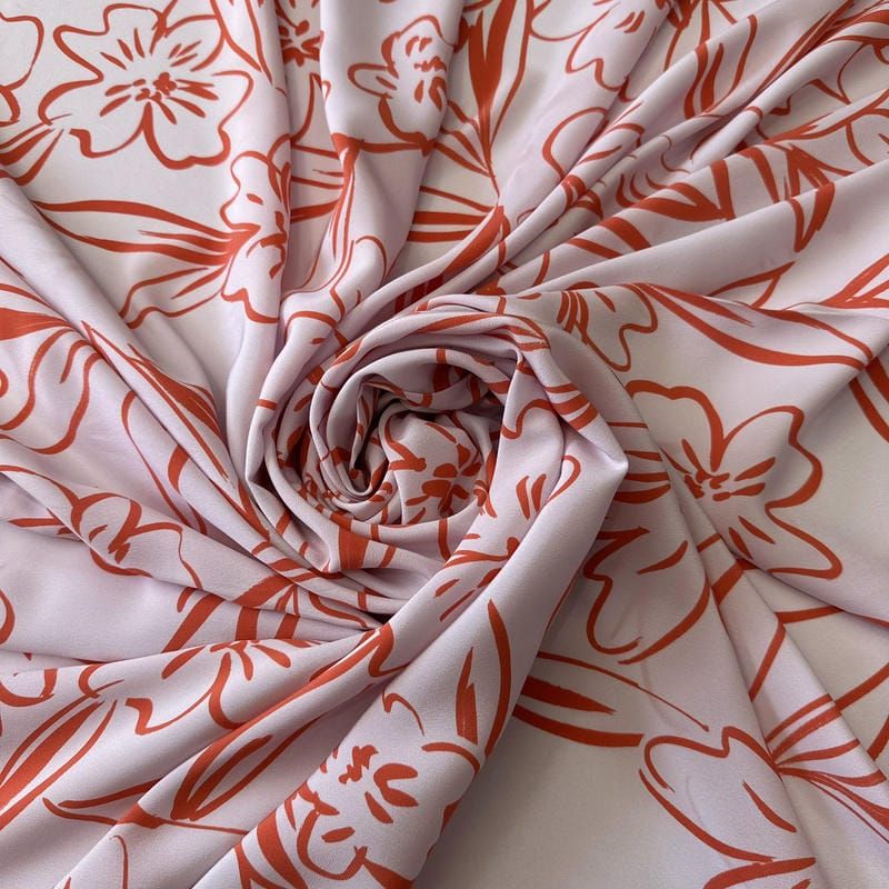 Tecido Crepe de Chine Estampado Floral Line • Conexão Tecidos