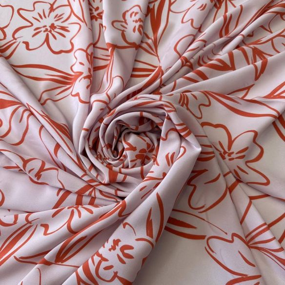 Tecido Crepe de Chine Estampado Floral Line • Conexão Tecidos