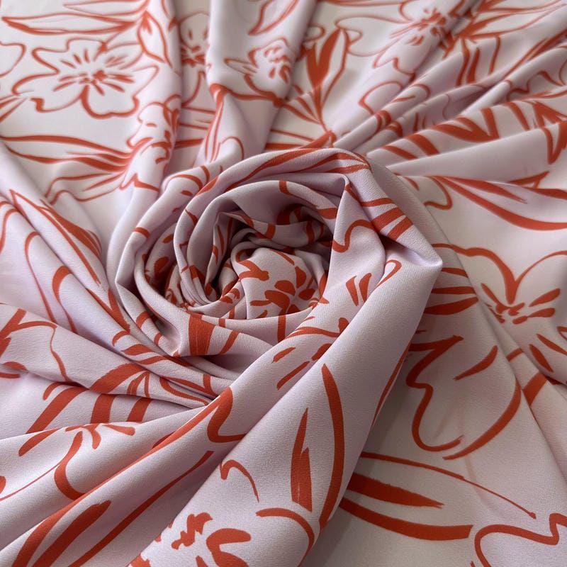 Tecido Crepe de Chine Estampado Floral Line • Conexão Tecidos