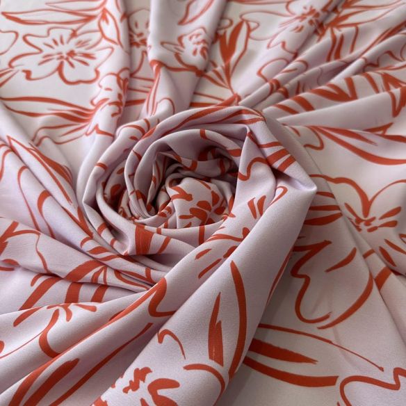 Tecido Crepe de Chine Estampado Floral Line • Conexão Tecidos