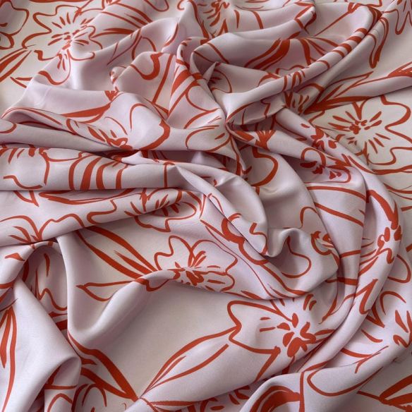 Tecido Crepe de Chine Estampado Floral Line • Conexão Tecidos